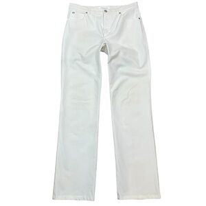 Escada Mid-Rise Ivory Off-White Cotton Elastane Straight Leg Womens Casual Pants